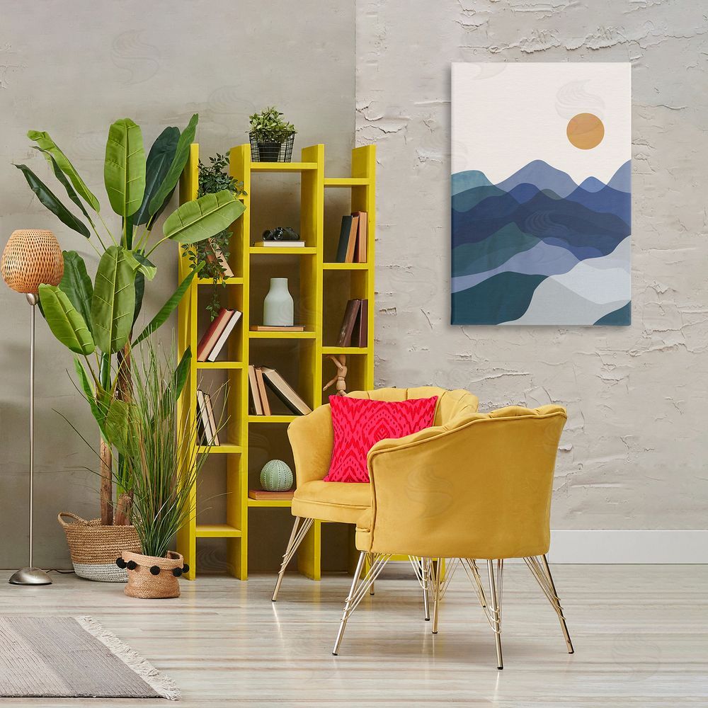 JJ Design House LLC Blue Layered Mountains Canvas Wall Art Print in Room