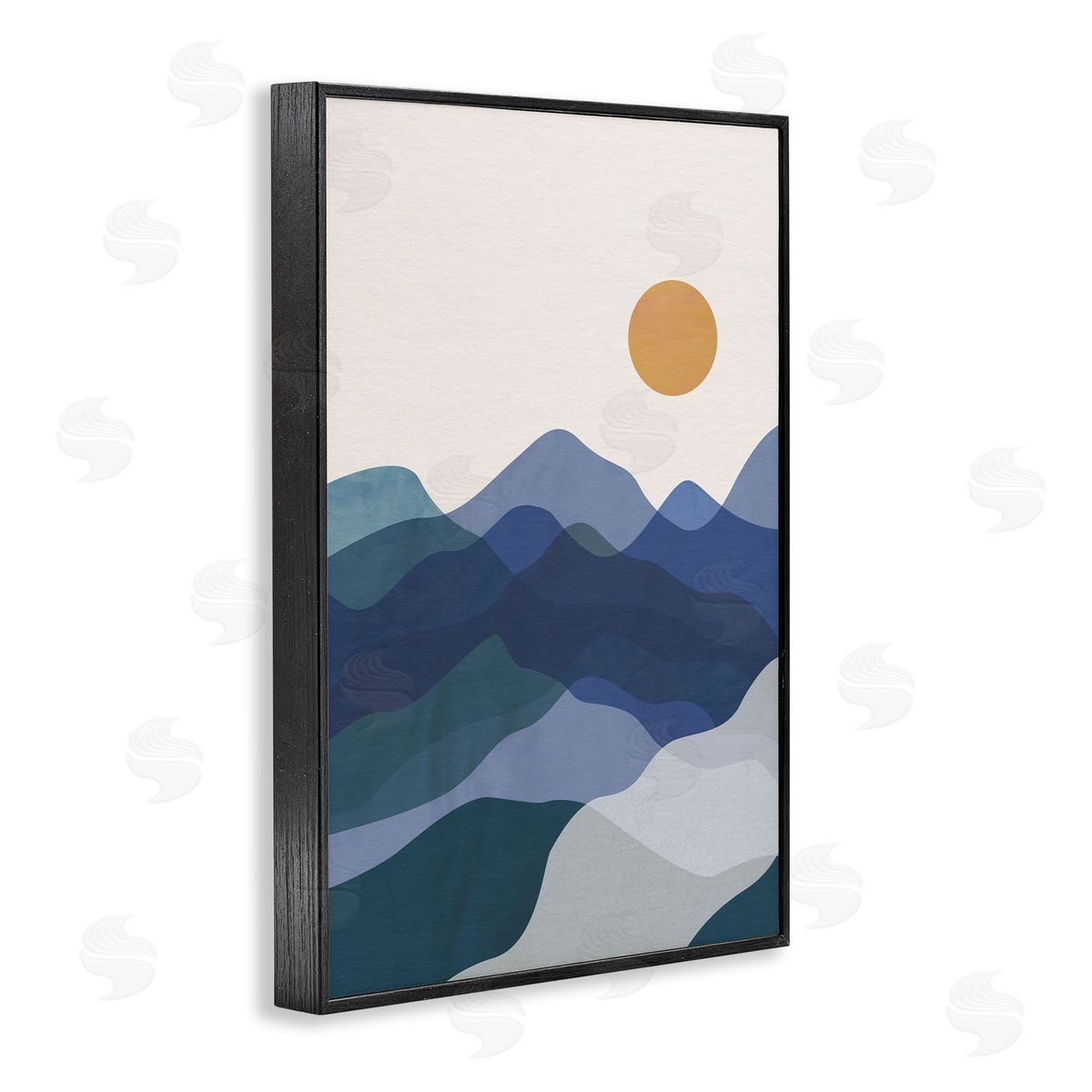 JJ Design House LLC Blue Layered Mountains Black Framed Giclee Wall Art Print