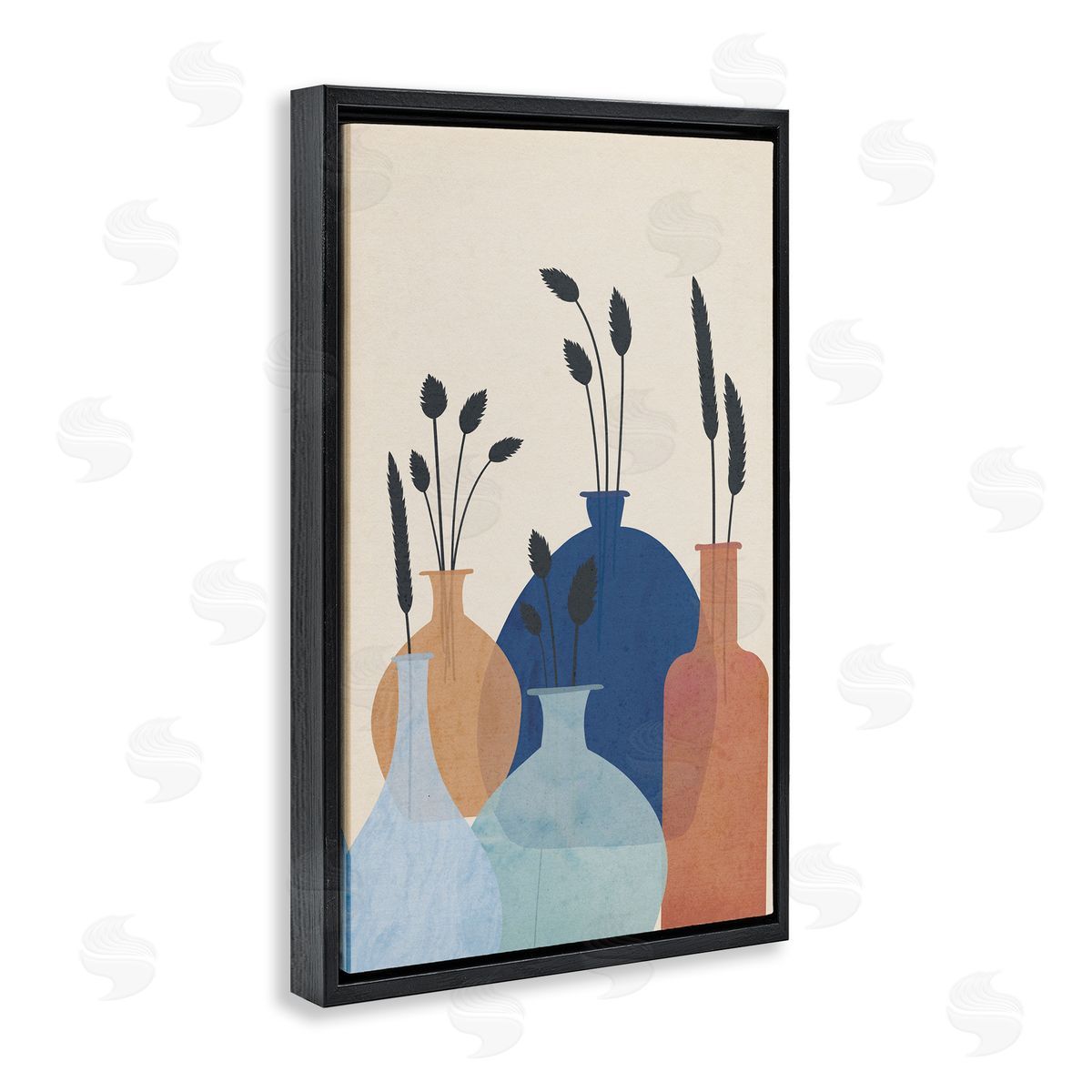 JJ Design House LLC Plant Sprigs Vases Black Floating Frame Canvas Wall Art Print