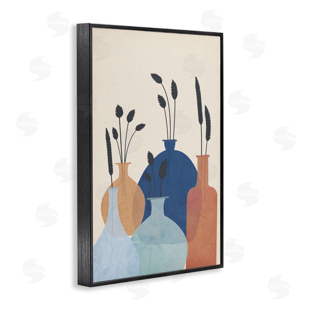 JJ Design House LLC Plant Sprigs Vases Black Framed Giclee Wall Art Print