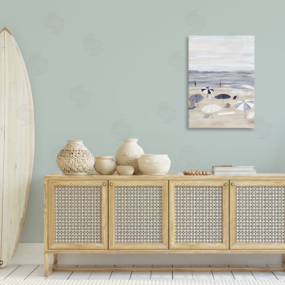 JJ Design House LLC Summer Beach Umbrellas Canvas Wall Art Print in Room
