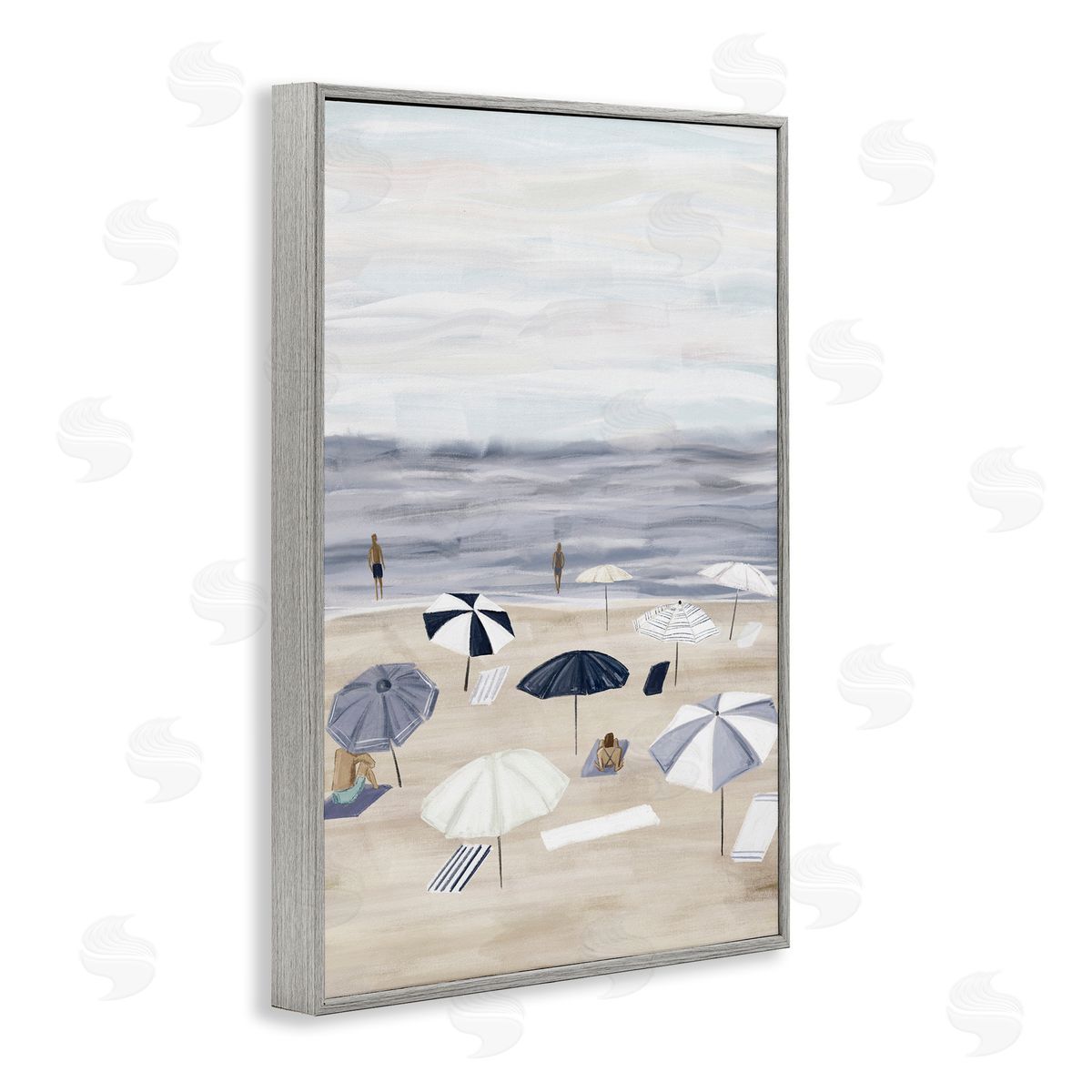 JJ Design House LLC Summer Beach Umbrellas Gray Framed Giclee Wall Art Print