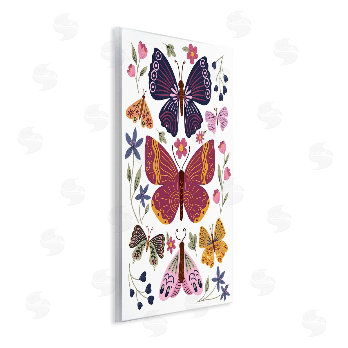 JJ Design House LLC Symmetrical Butterflies & Flowers Wooden Wall Plaque Art Print