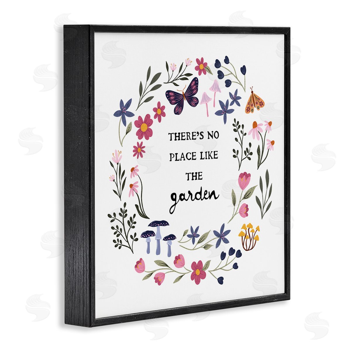 JJ Design House LLC No Place Like Garden Wreath Black Framed Giclee Wall Art Print