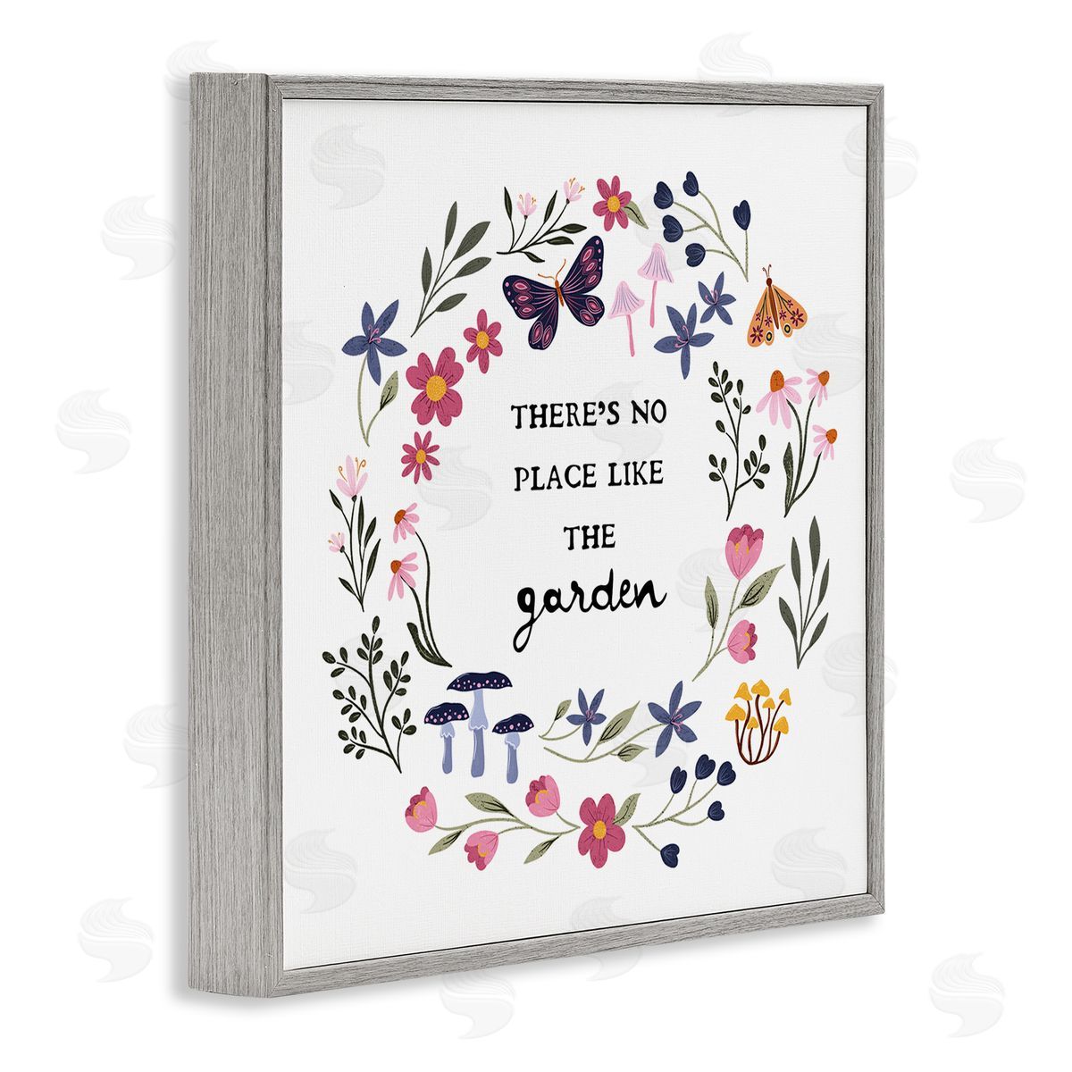 JJ Design House LLC No Place Like Garden Wreath Gray Framed Giclee Wall Art Print