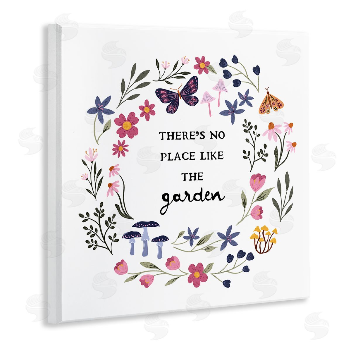 JJ Design House LLC No Place Like Garden Wreath Wooden Wall Plaque Art Print