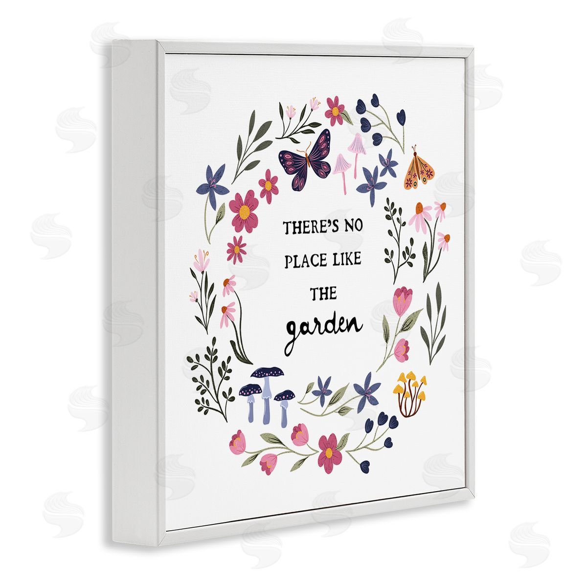 JJ Design House LLC No Place Like Garden Wreath White Framed Giclee Wall Art Print