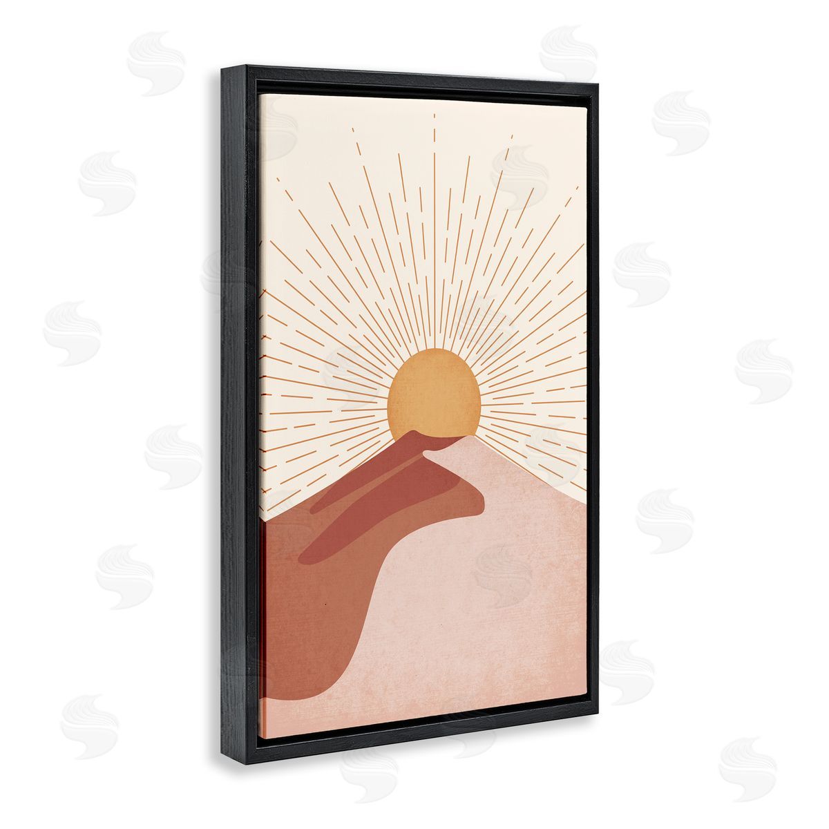 JJ Design House LLC Sand Dune & Sun Rays Black Floating Frame Canvas Wall Art Print
