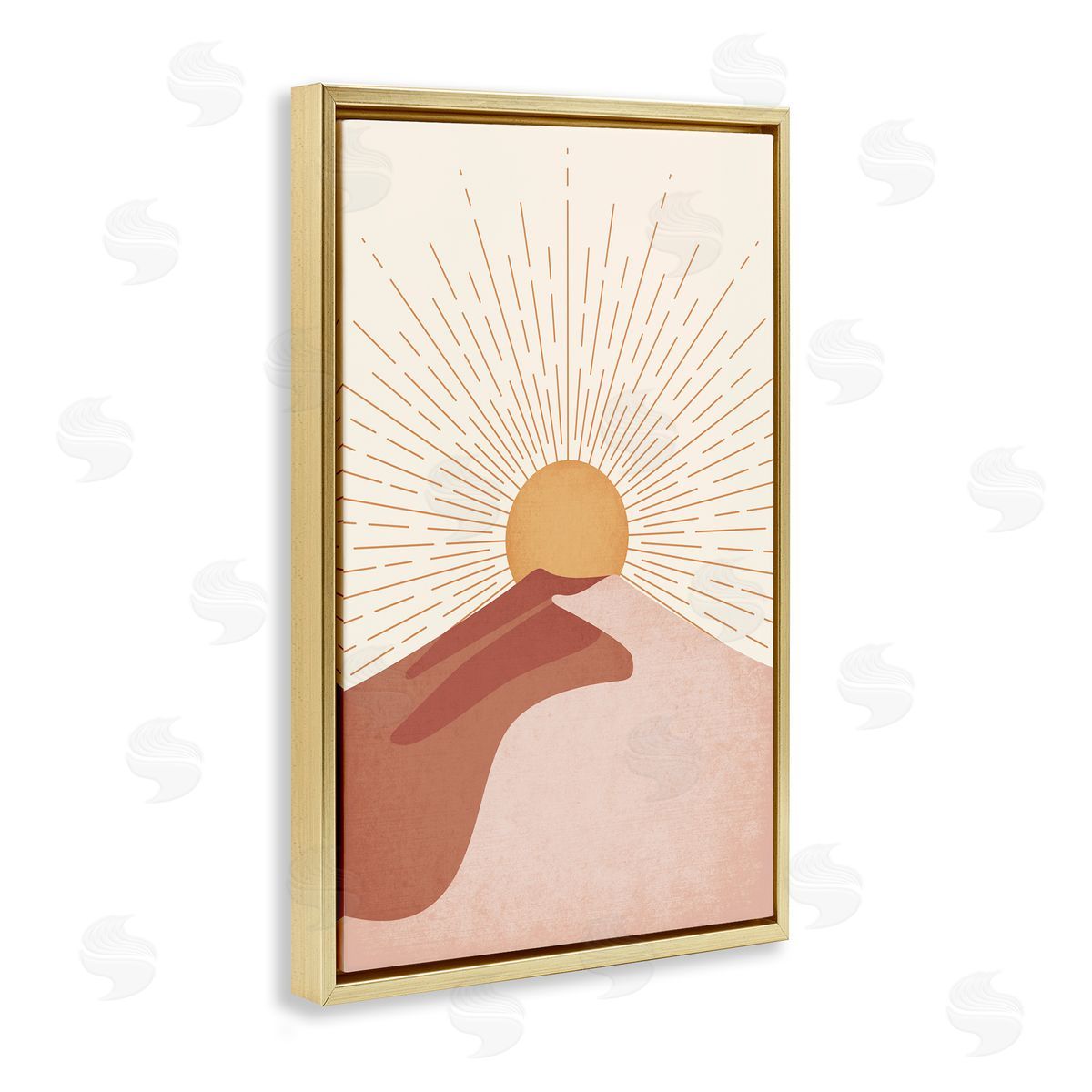 JJ Design House LLC Sand Dune & Sun Rays Gold Floating Frame Canvas Wall Art Print