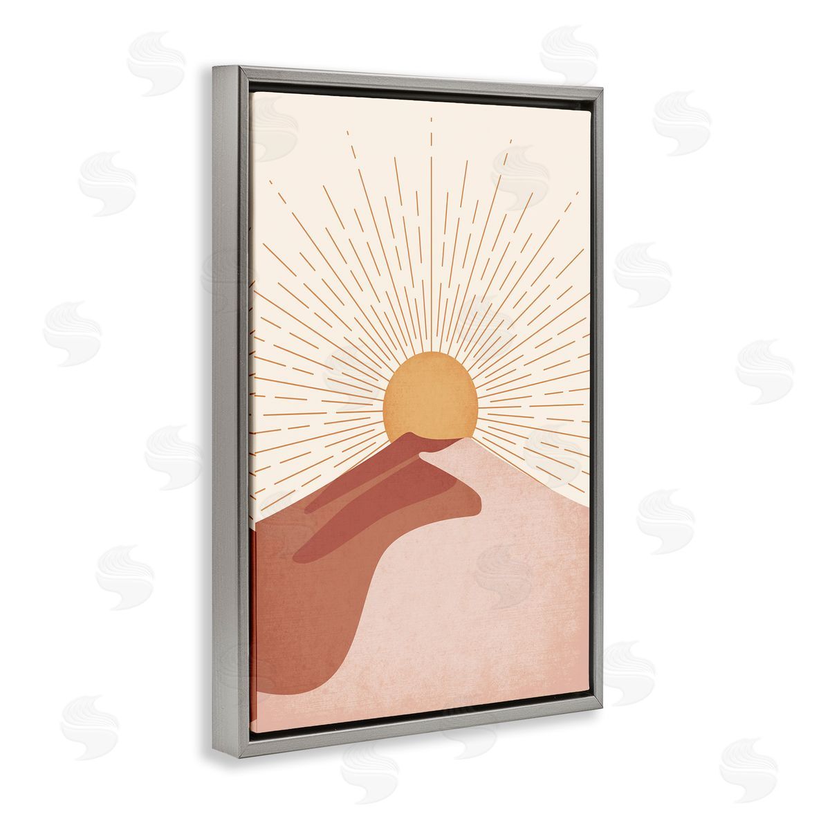 JJ Design House LLC Sand Dune & Sun Rays Gray Floating Frame Canvas Wall Art Print