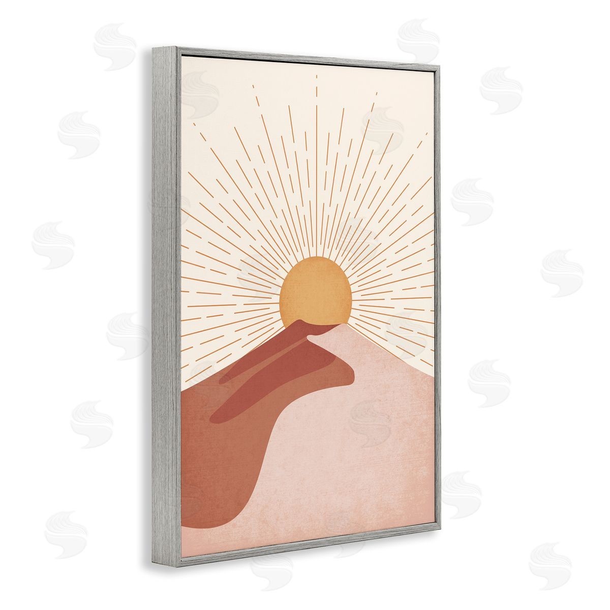 JJ Design House LLC Sand Dune & Sun Rays Gray Framed Giclee Wall Art Print