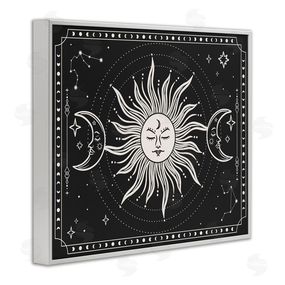 JJ Design House LLC Astrology Sun & Moon Pattern White Framed Giclee Wall Art Print