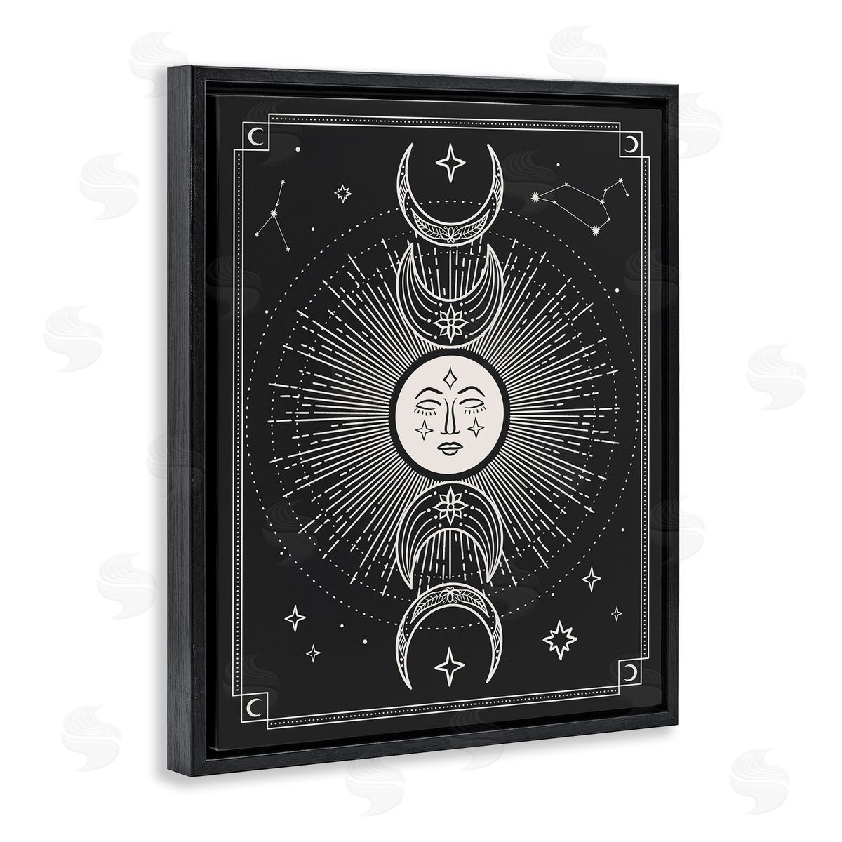 JJ Design House LLC Moon Cycle Pattern Black Floating Frame Canvas Wall Art Print