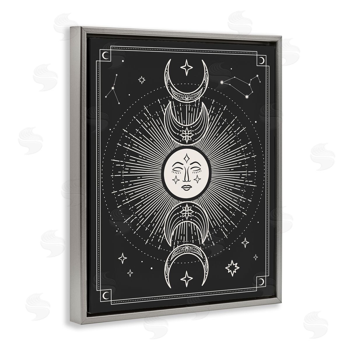 JJ Design House LLC Moon Cycle Pattern Gray Floating Frame Canvas Wall Art Print