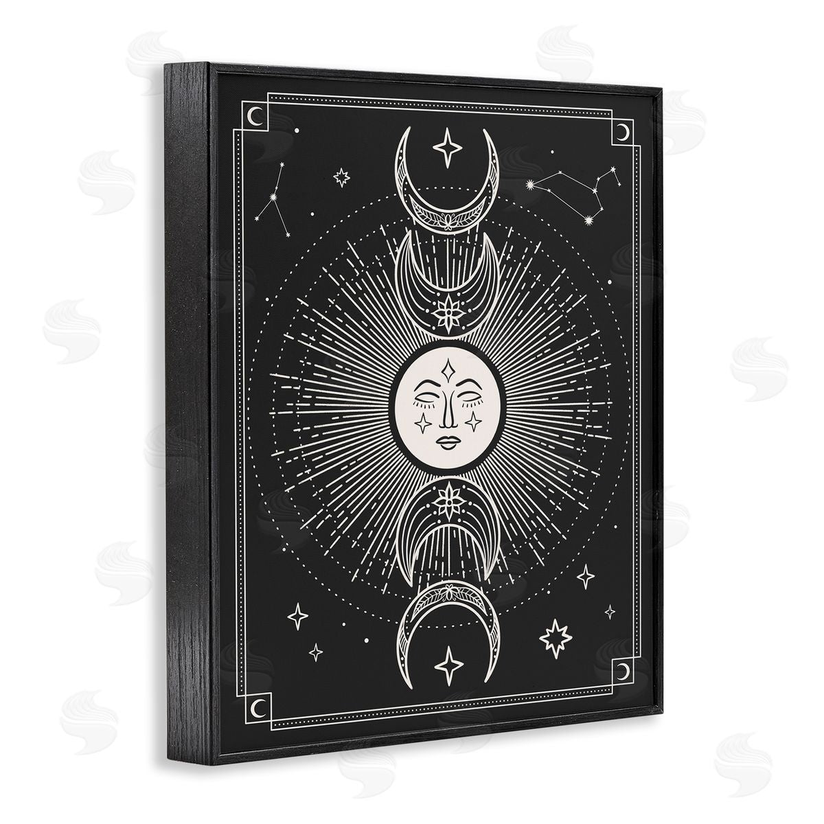 JJ Design House LLC Moon Cycle Pattern Black Framed Giclee Wall Art Print