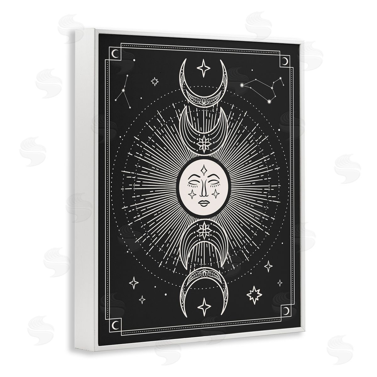 JJ Design House LLC Moon Cycle Pattern White Framed Giclee Wall Art Print
