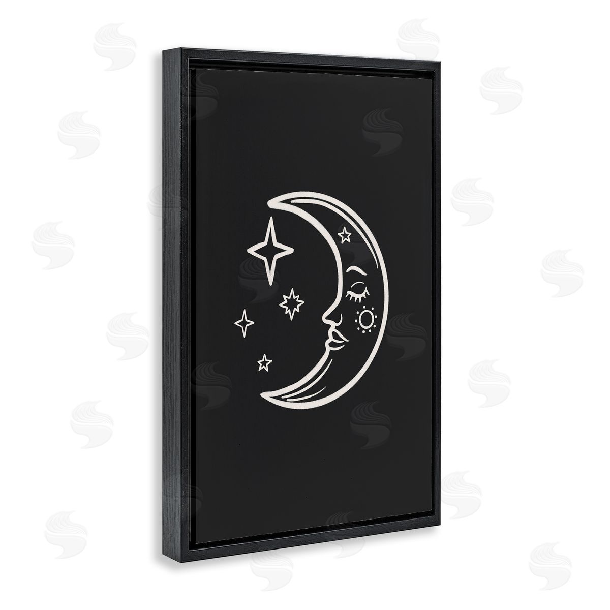 JJ Design House LLC Moon & Stars on Black Black Floating Frame Canvas Wall Art Print