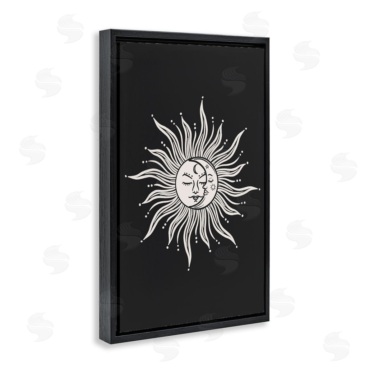 JJ Design House LLC Celestial Sun on Black Black Floating Frame Canvas Wall Art Print