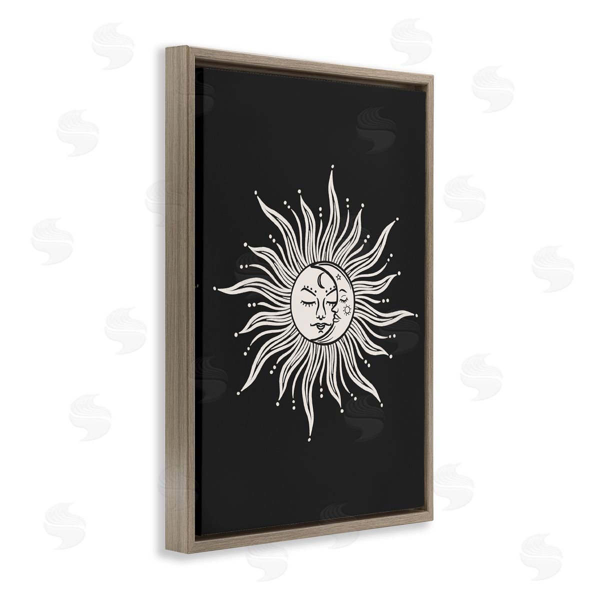 JJ Design House LLC Celestial Sun on Black Brown Floating Frame Canvas Wall Art Print