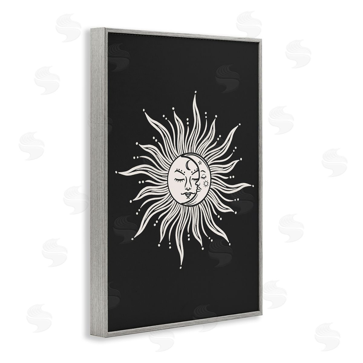 JJ Design House LLC Celestial Sun on Black Gray Framed Giclee Wall Art Print