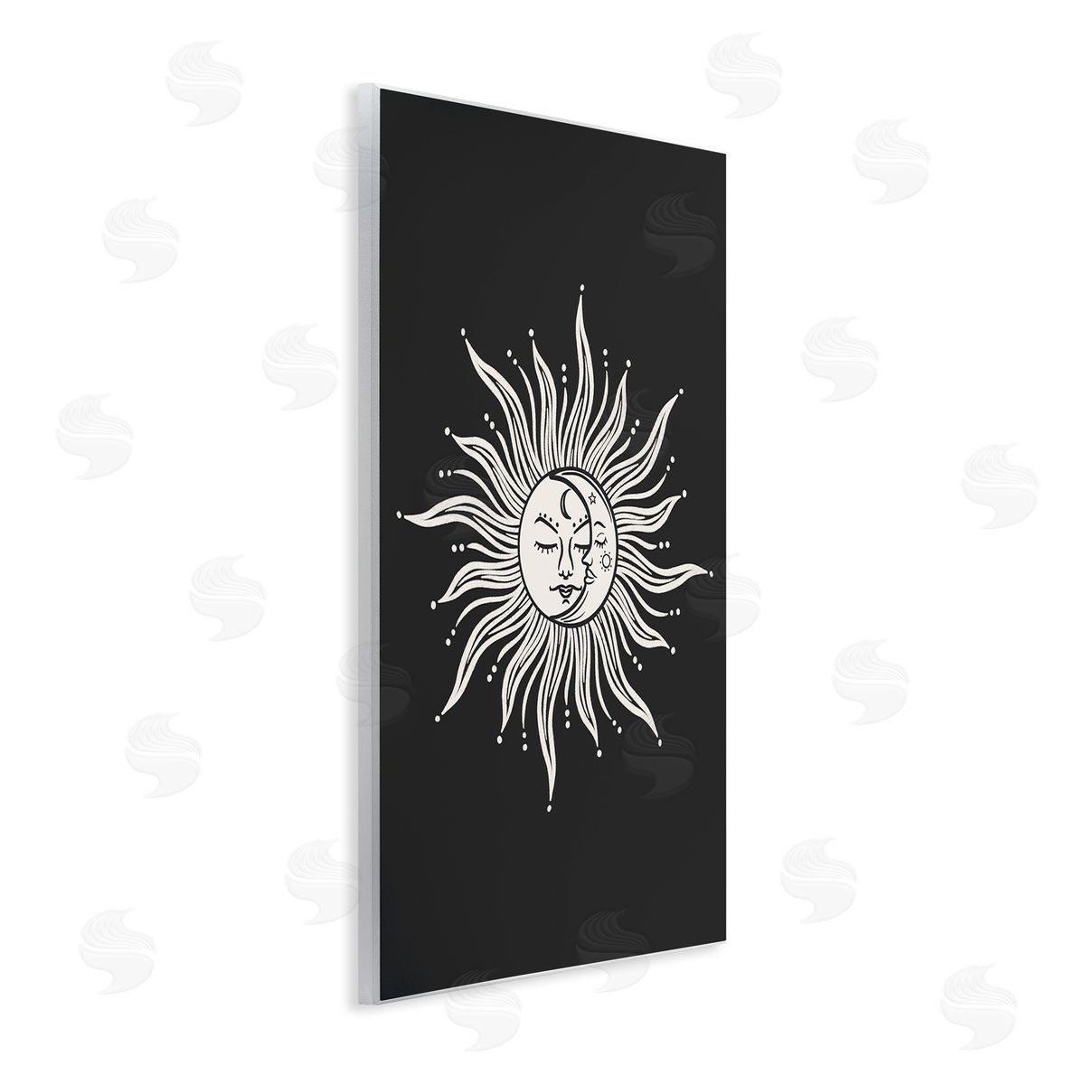 JJ Design House LLC Celestial Sun on Black Wooden Wall Plaque Art Print