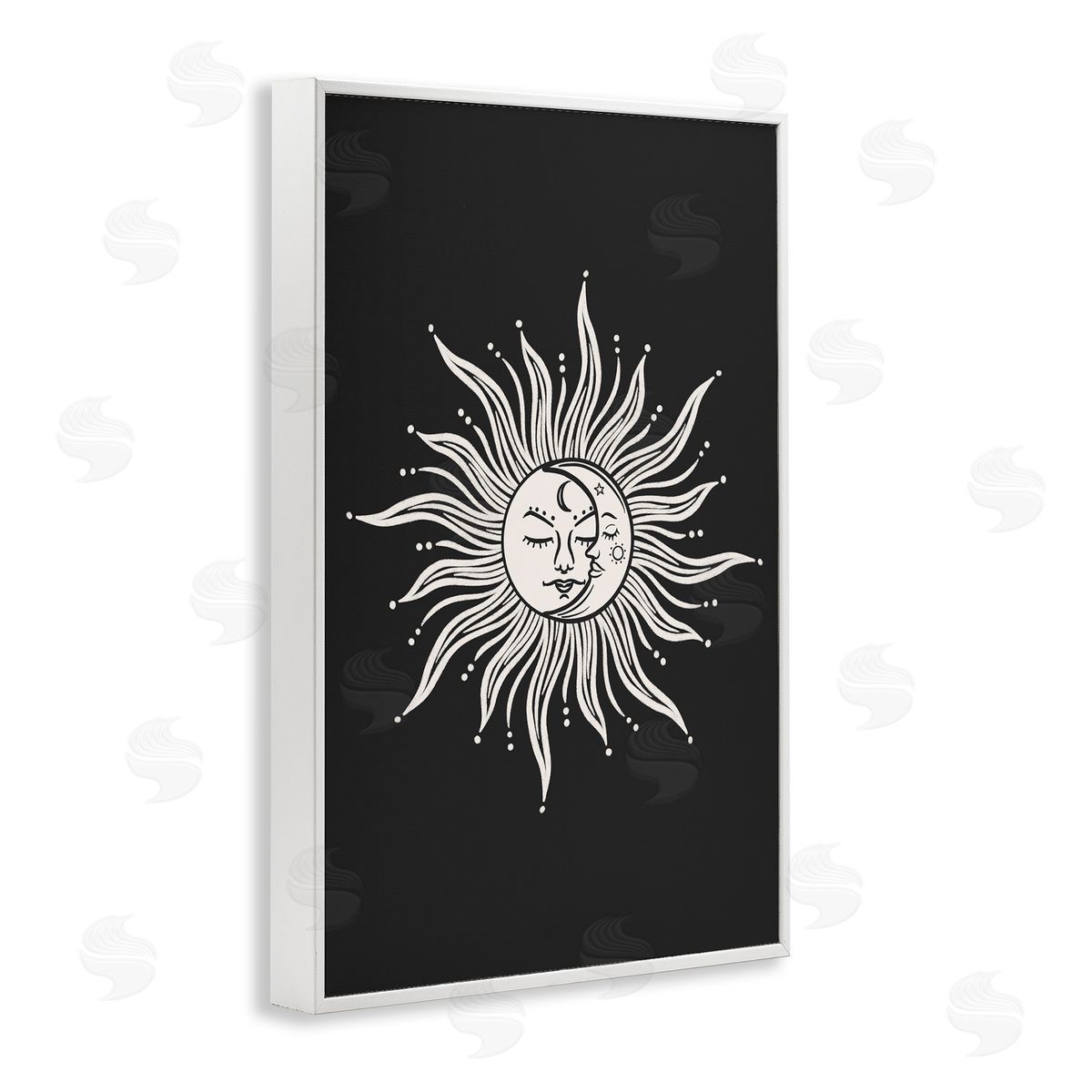 JJ Design House LLC Celestial Sun on Black White Framed Giclee Wall Art Print