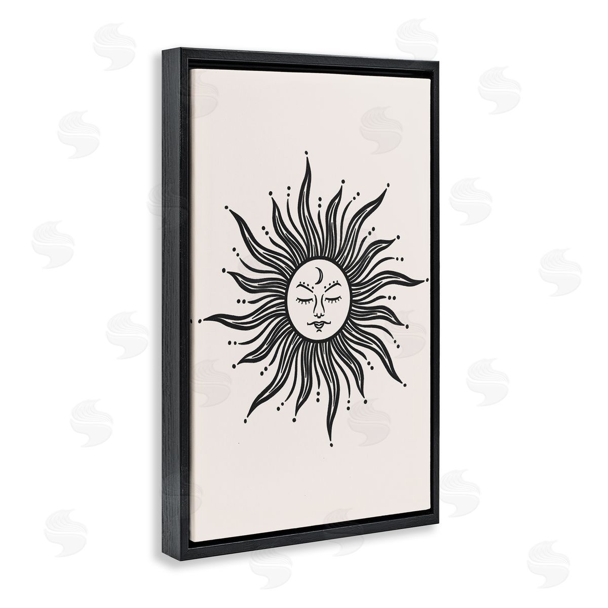 JJ Design House LLC Cream & Black Sun Black Floating Frame Canvas Wall Art Print