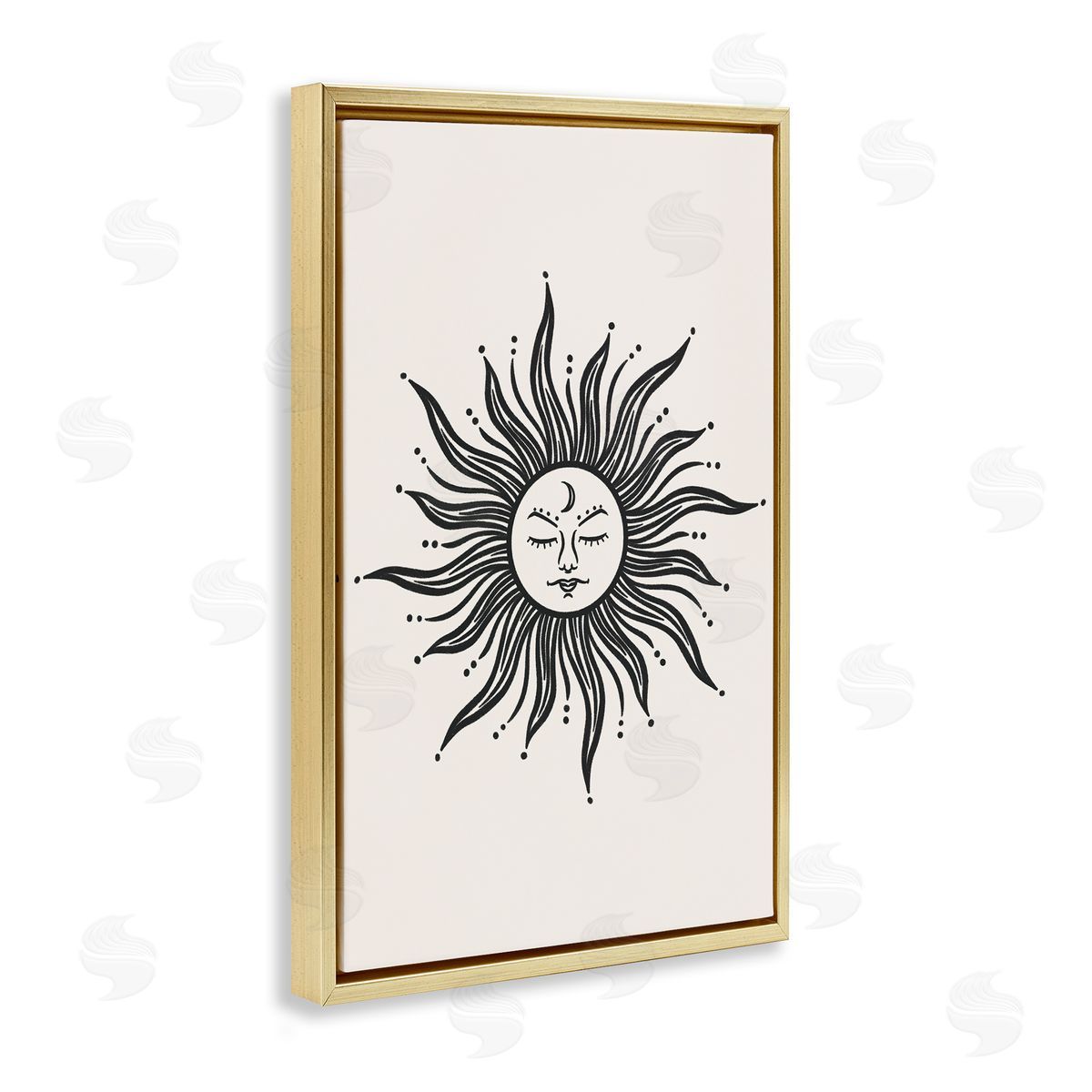 JJ Design House LLC Cream & Black Sun Gold Floating Frame Canvas Wall Art Print