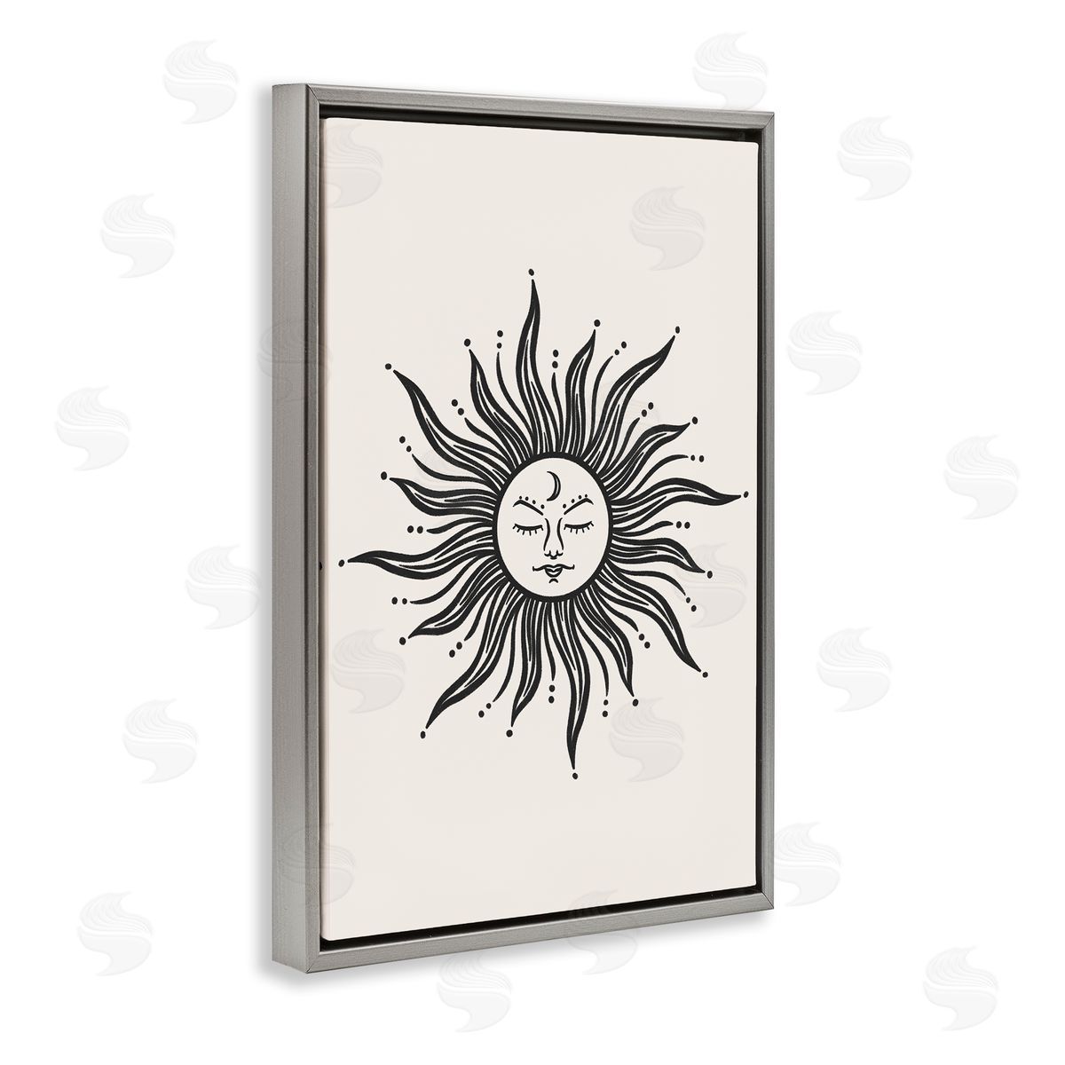 JJ Design House LLC Cream & Black Sun Gray Floating Frame Canvas Wall Art Print