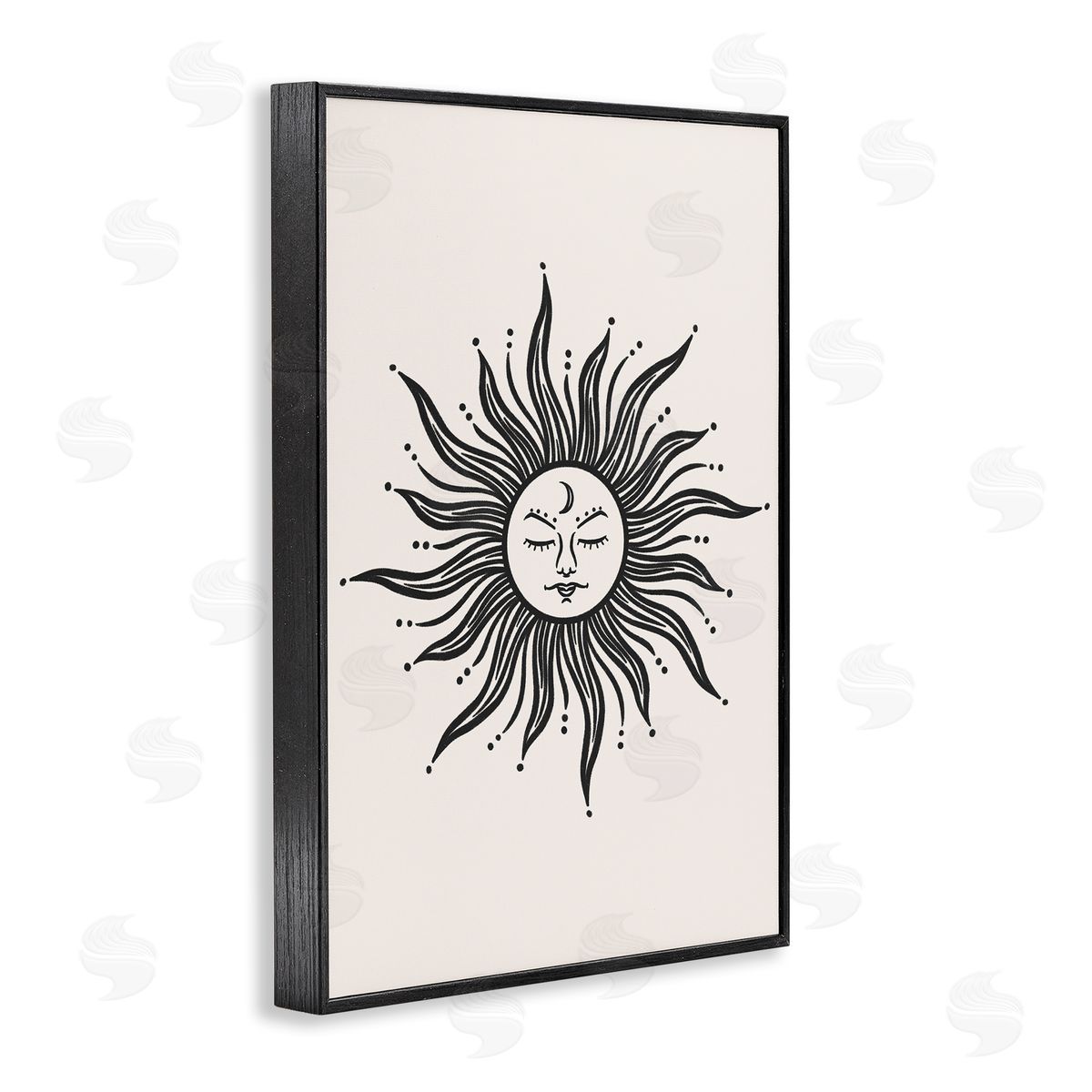 JJ Design House LLC Cream & Black Sun Black Framed Giclee Wall Art Print