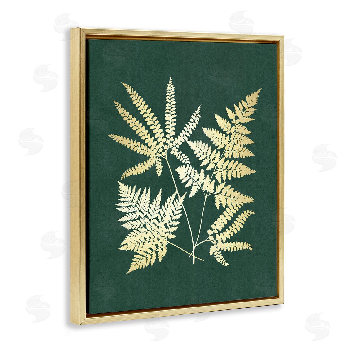 JJ Design House LLC Gilded Fern Leaves Gold Floating Frame Canvas Wall Art Print