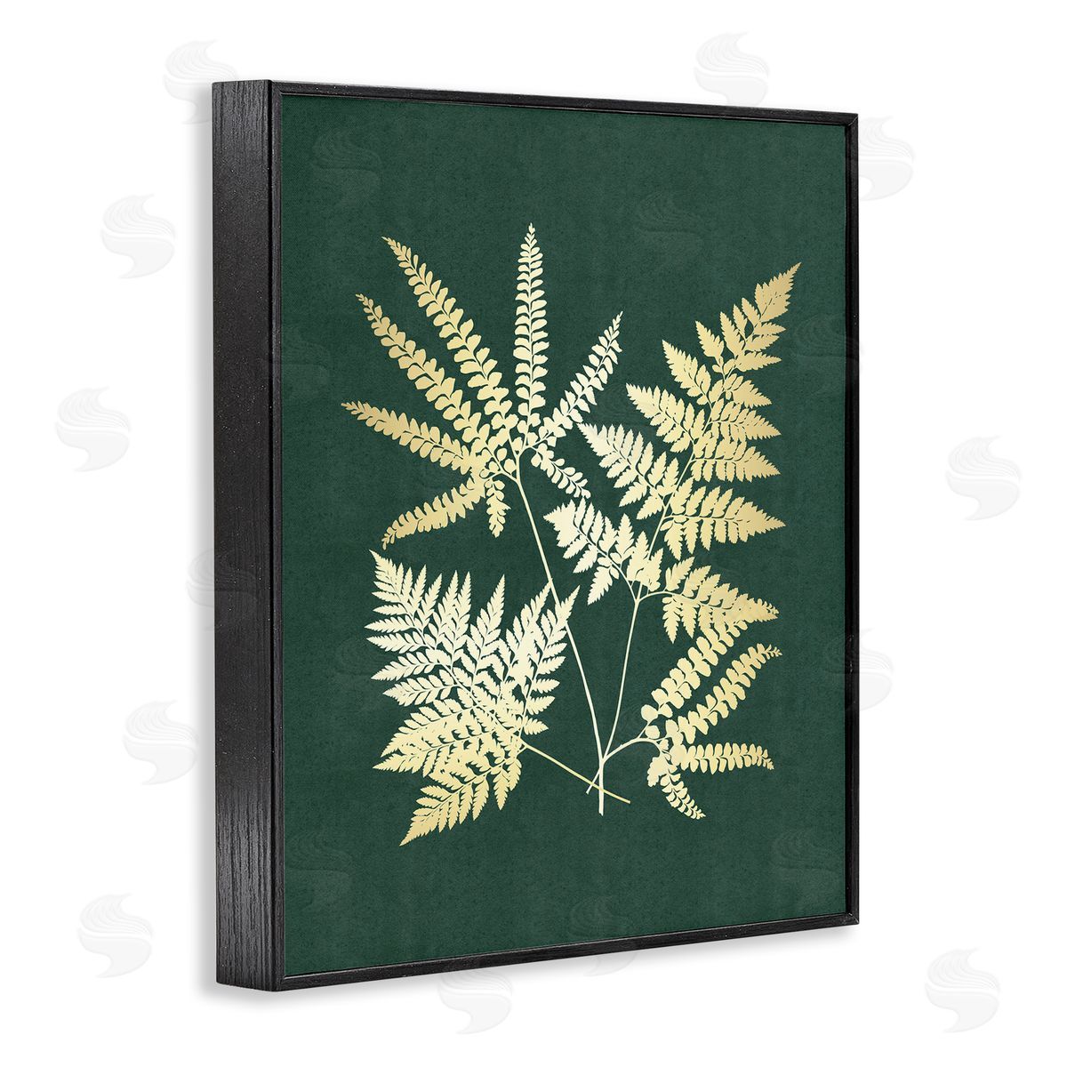 JJ Design House LLC Gilded Fern Leaves Black Framed Giclee Wall Art Print