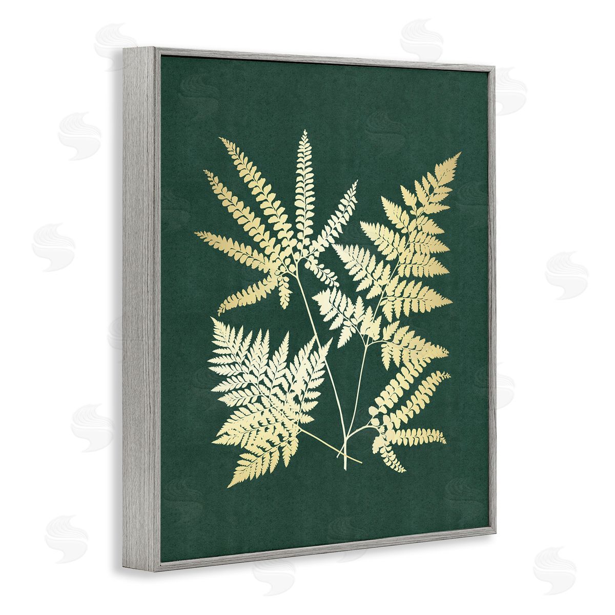 JJ Design House LLC Gilded Fern Leaves Gray Framed Giclee Wall Art Print