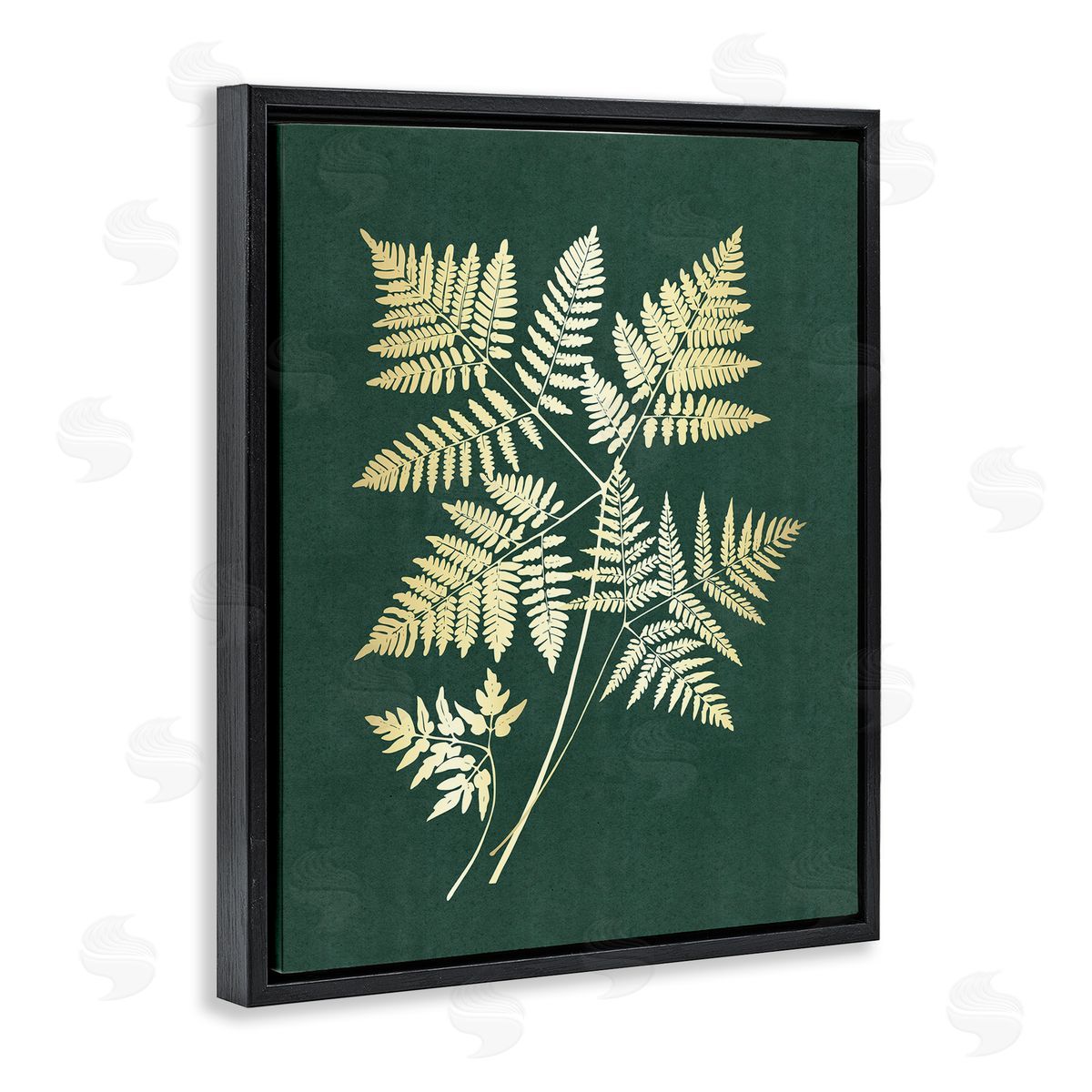 JJ Design House LLC Fern Leaves on Green Black Floating Frame Canvas Wall Art Print
