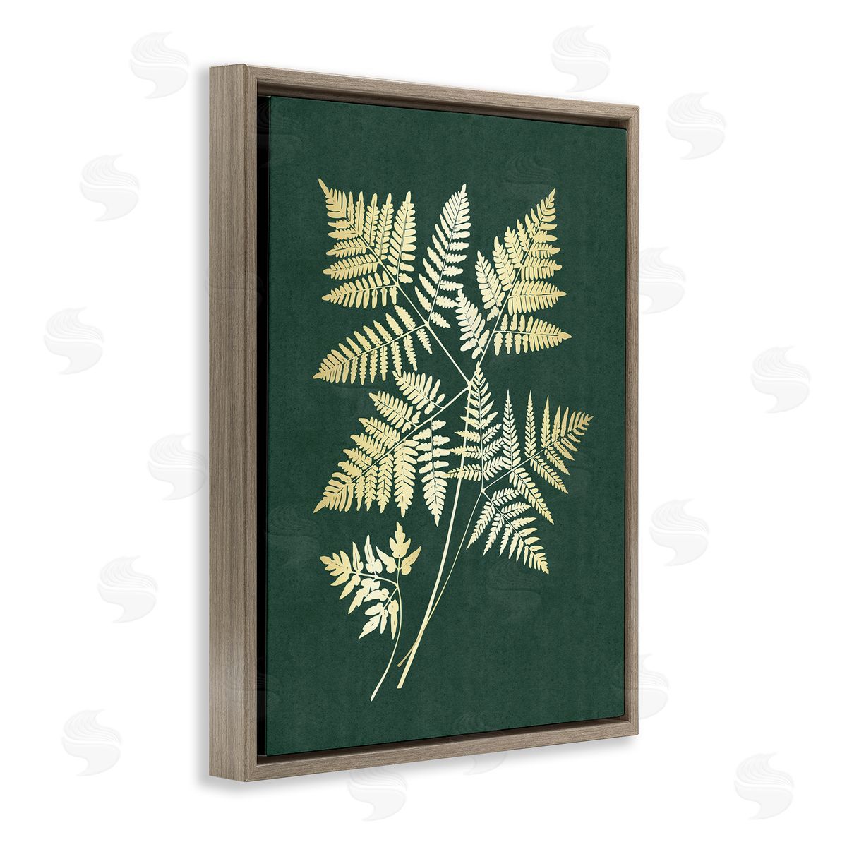 JJ Design House LLC Fern Leaves on Green Brown Floating Frame Canvas Wall Art Print