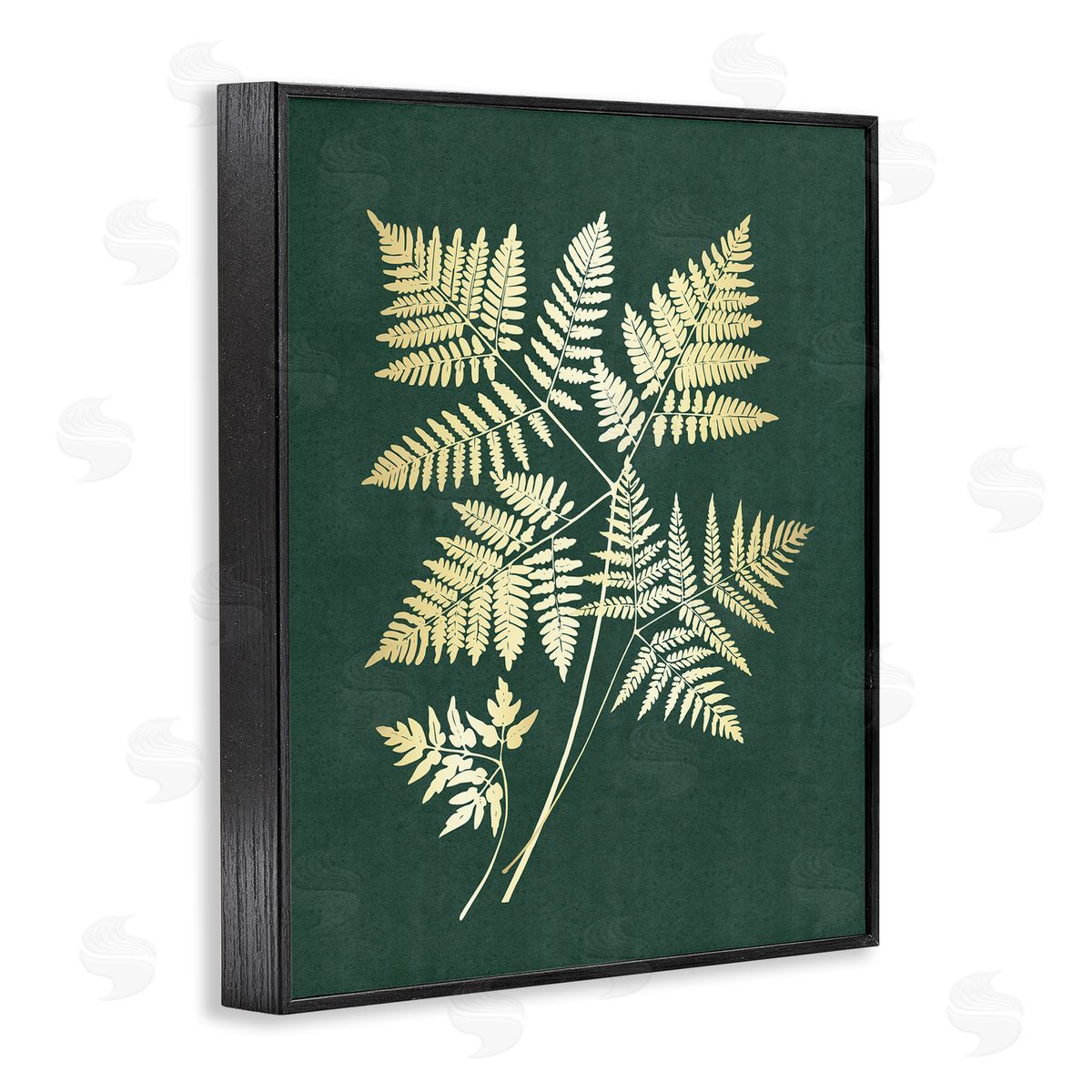 JJ Design House LLC Fern Leaves on Green Black Framed Giclee Wall Art Print