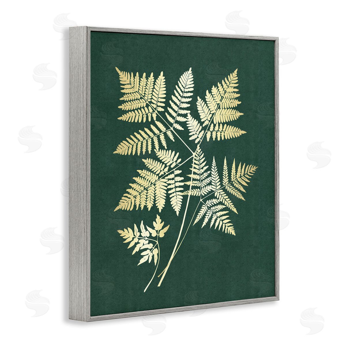 JJ Design House LLC Fern Leaves on Green Gray Framed Giclee Wall Art Print