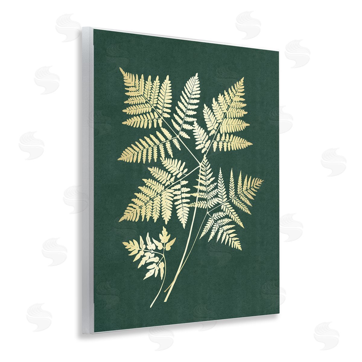 JJ Design House LLC Fern Leaves on Green Wooden Wall Plaque Art Print