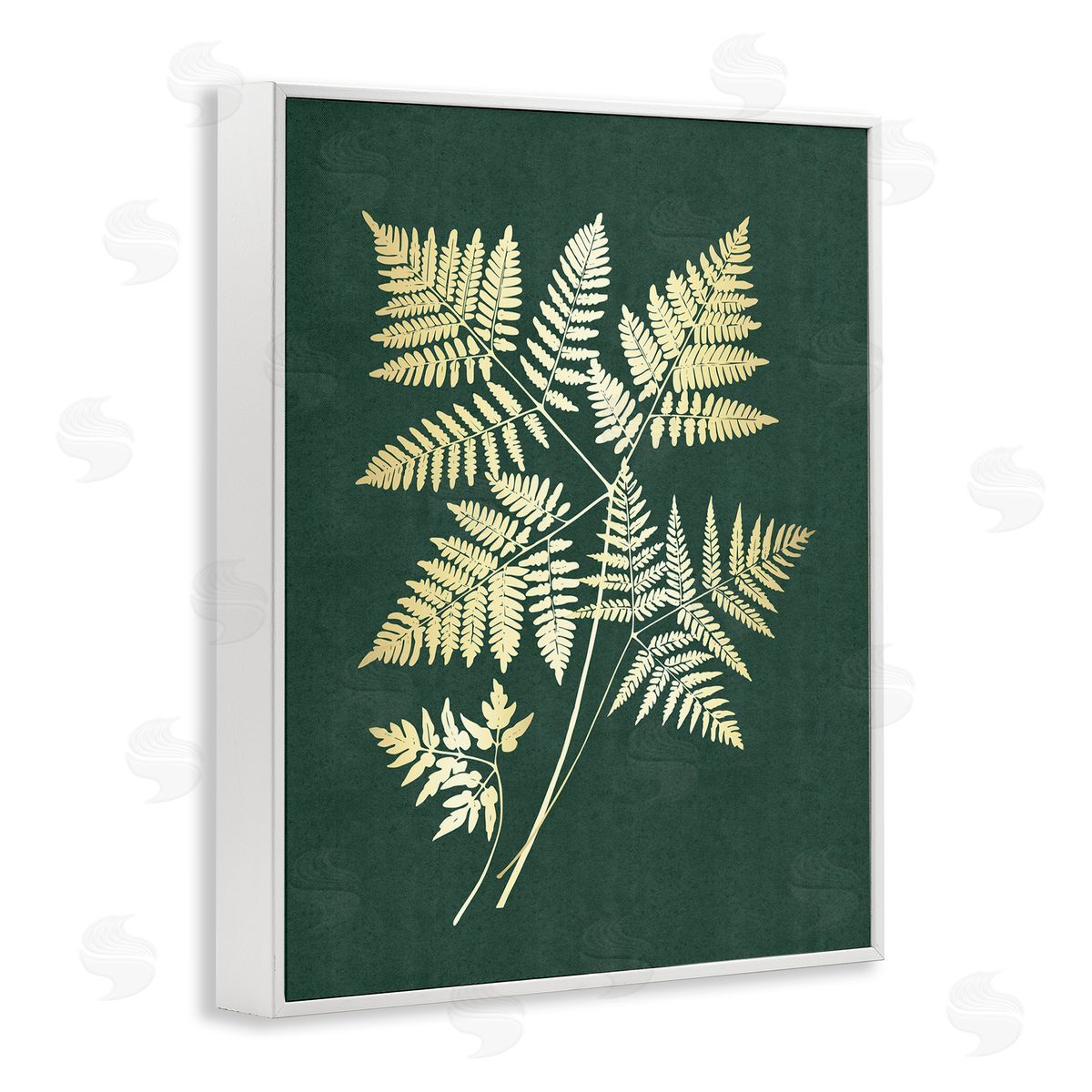 JJ Design House LLC Fern Leaves on Green White Framed Giclee Wall Art Print