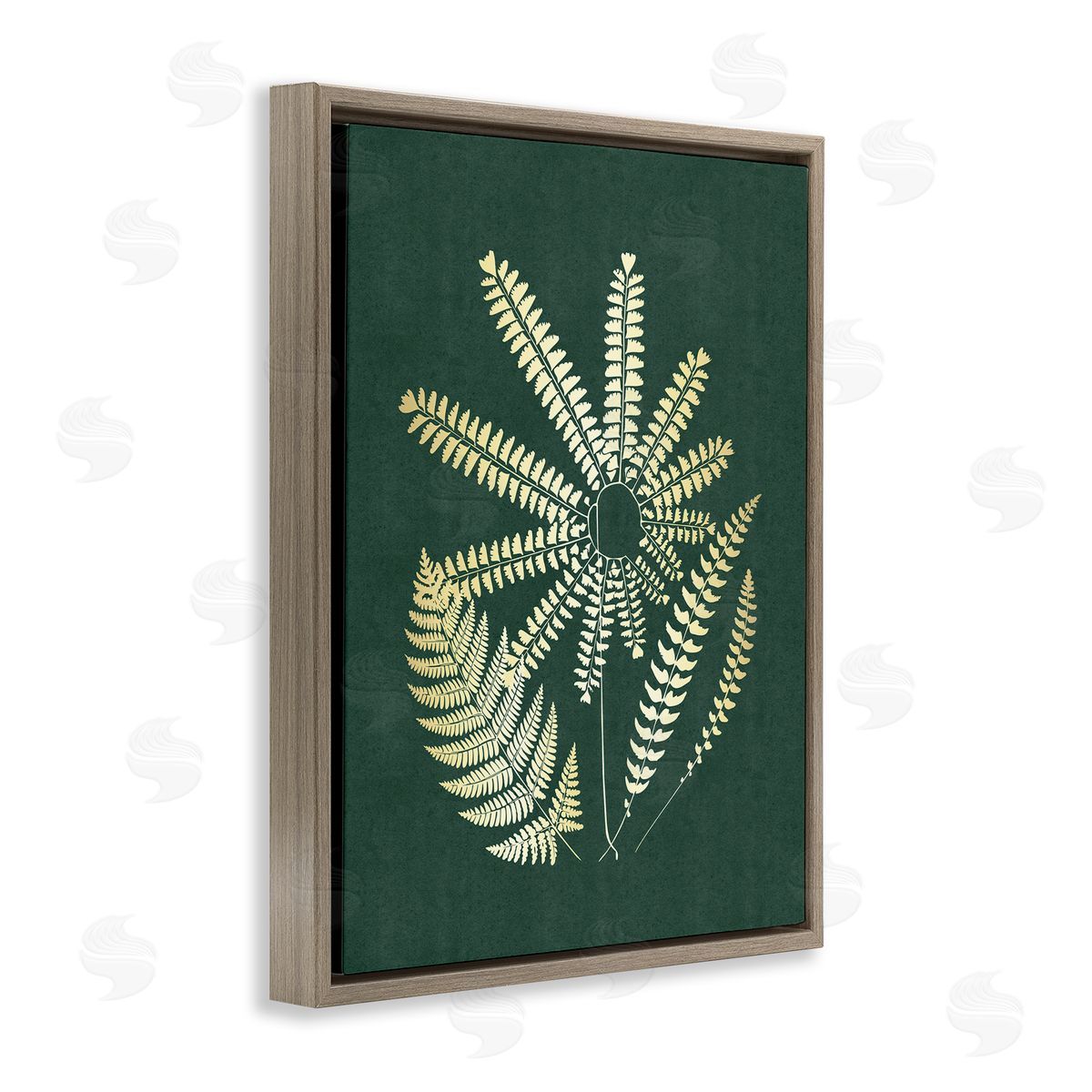 JJ Design House LLC Fern Sprigs Flower Shape Brown Floating Frame Canvas Wall Art Print