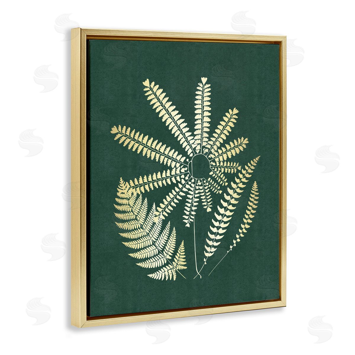 JJ Design House LLC Fern Sprigs Flower Shape Gold Floating Frame Canvas Wall Art Print