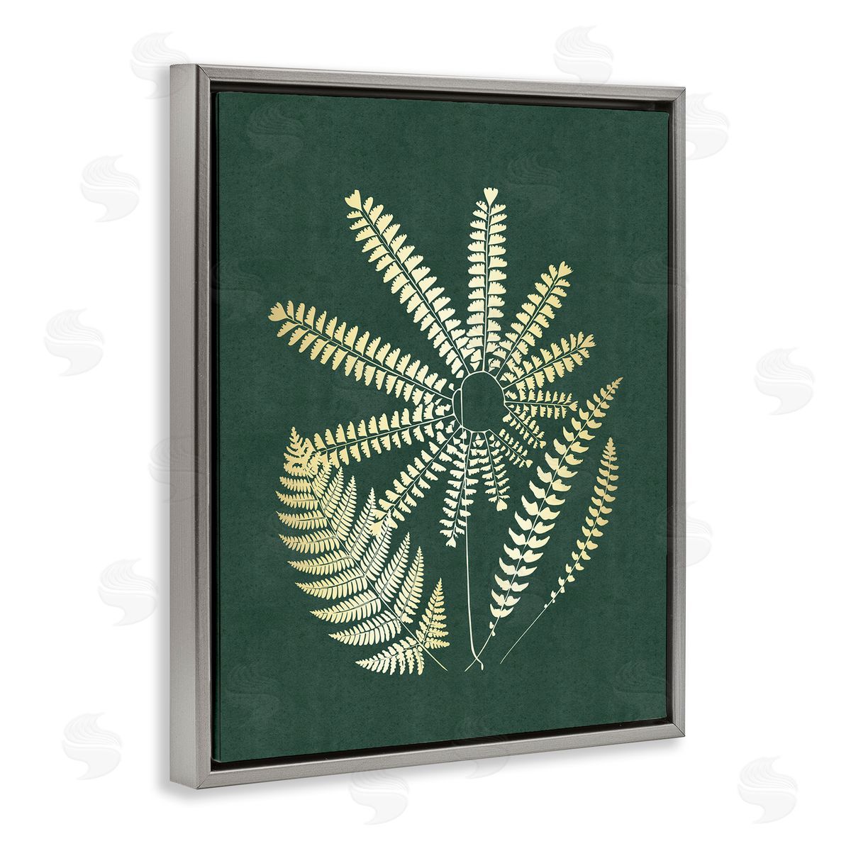 JJ Design House LLC Fern Sprigs Flower Shape Gray Floating Frame Canvas Wall Art Print