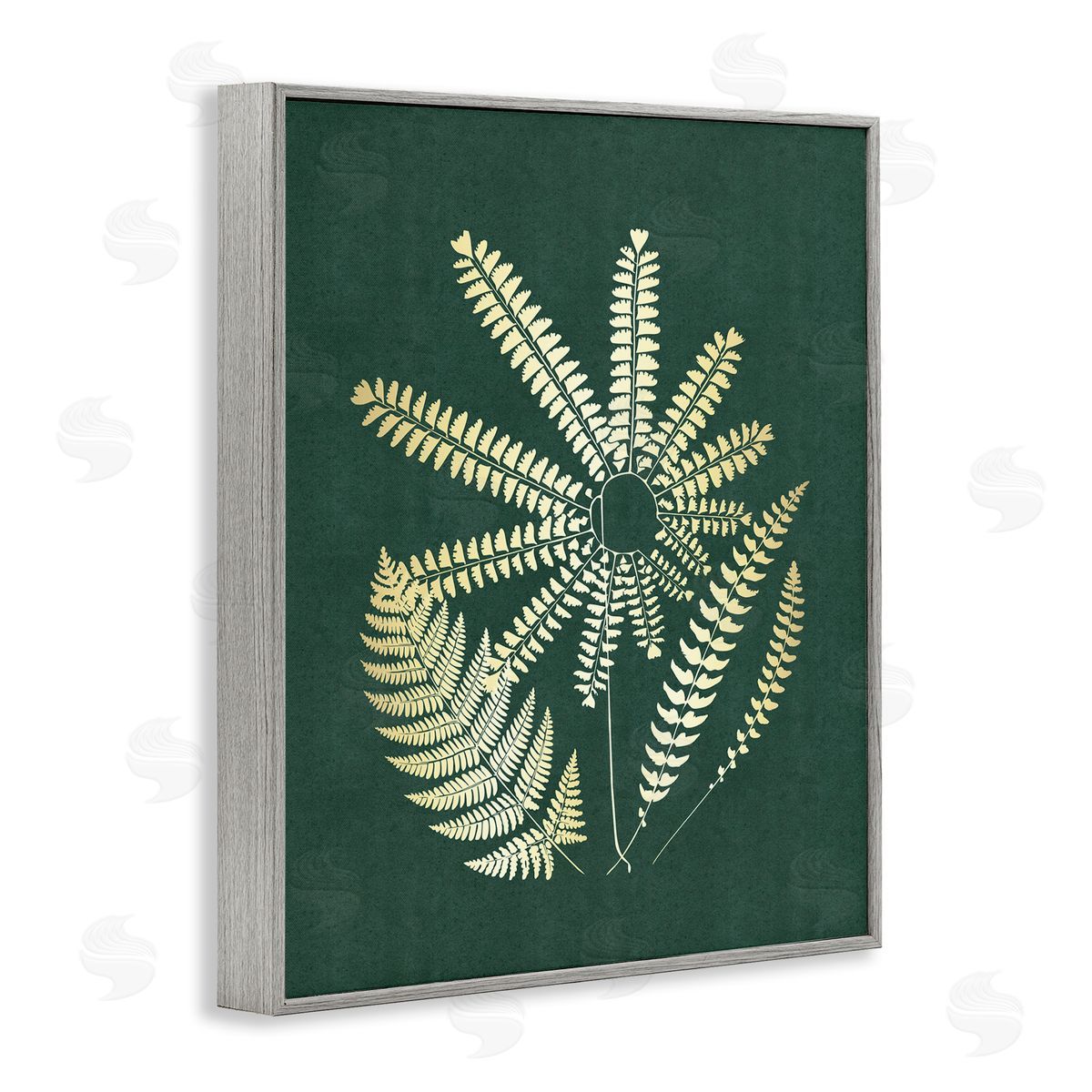 JJ Design House LLC Fern Sprigs Flower Shape Gray Framed Giclee Wall Art Print