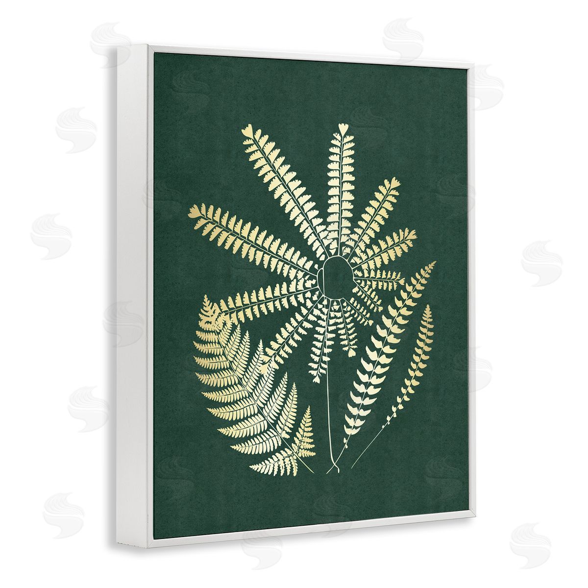 JJ Design House LLC Fern Sprigs Flower Shape White Framed Giclee Wall Art Print