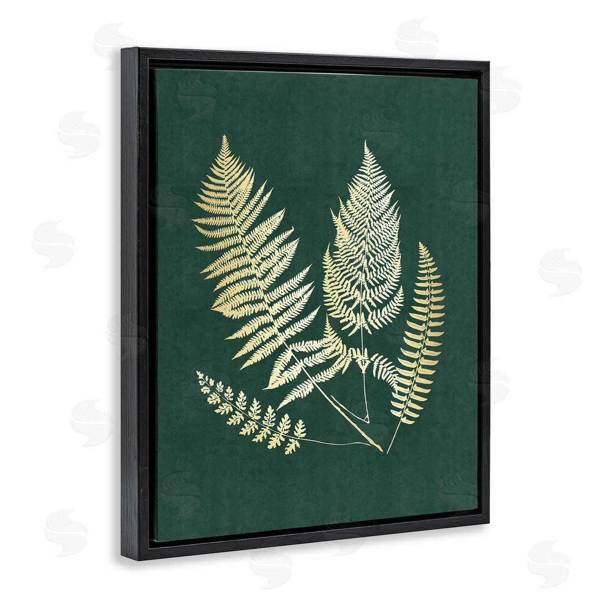 JJ Design House LLC Gilded Fern Sprigs Black Floating Frame Canvas Wall Art Print