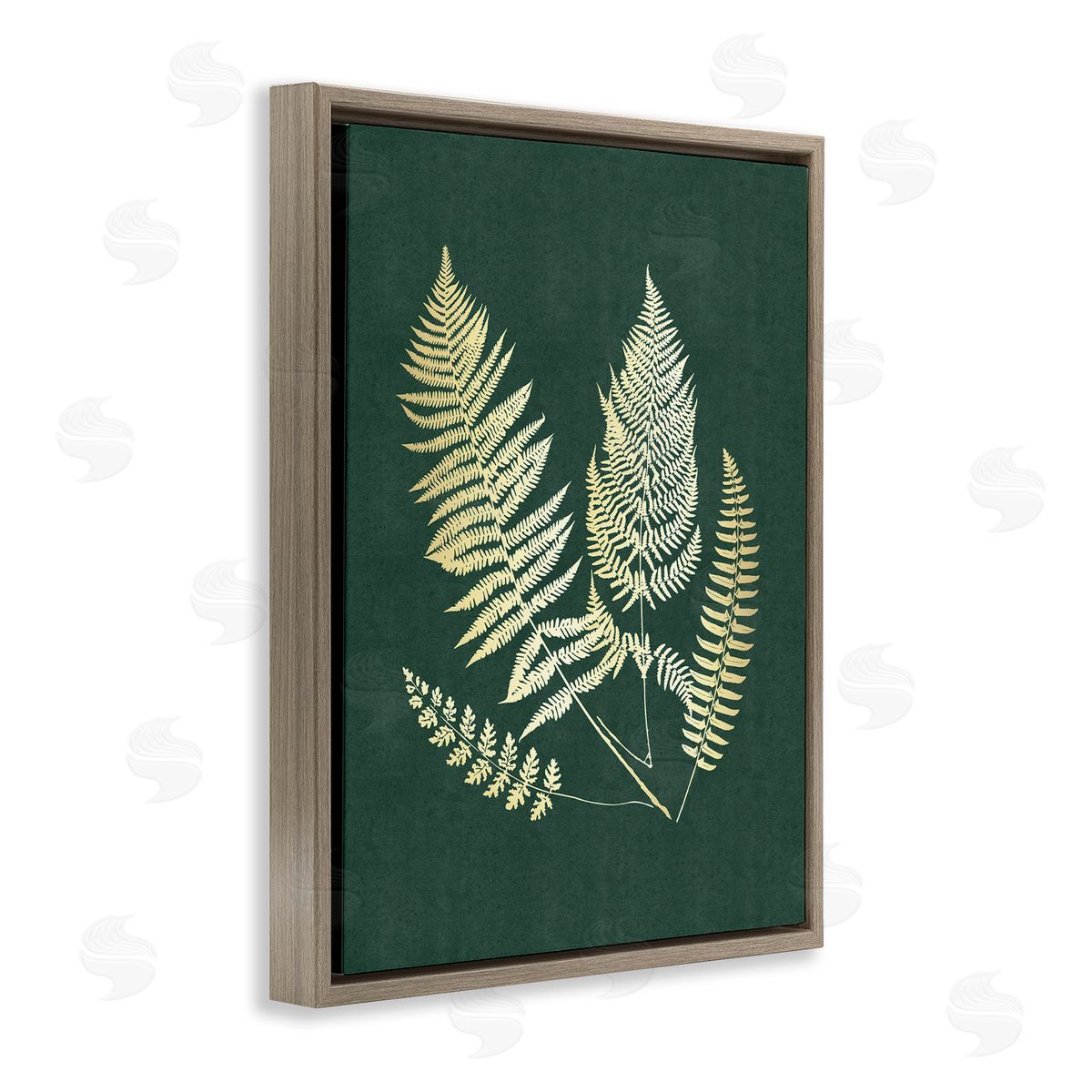 JJ Design House LLC Gilded Fern Sprigs Brown Floating Frame Canvas Wall Art Print