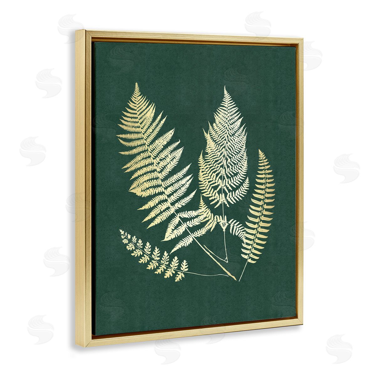 JJ Design House LLC Gilded Fern Sprigs Gold Floating Frame Canvas Wall Art Print