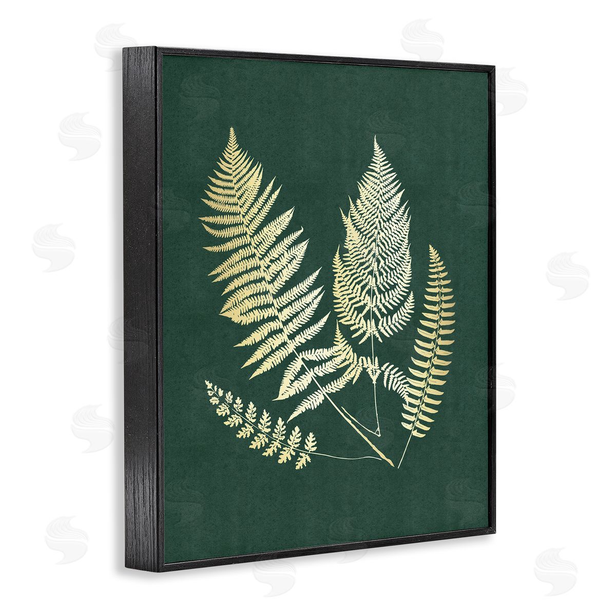 JJ Design House LLC Gilded Fern Sprigs Black Framed Giclee Wall Art Print