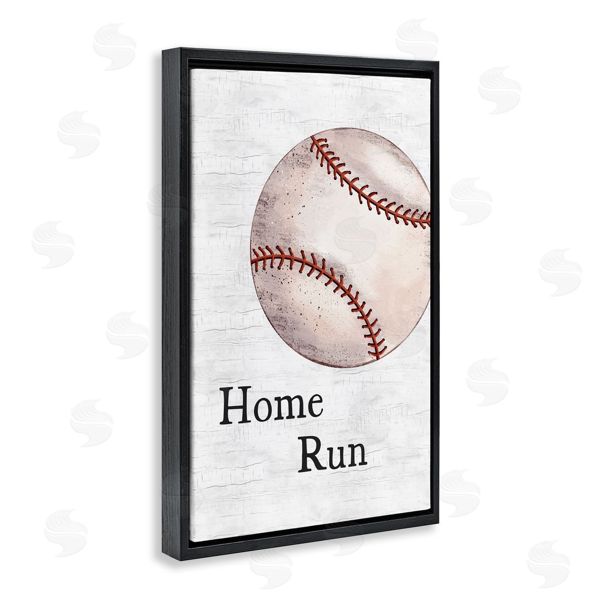 JJ Design House LLC Home Run Baseball Black Floating Frame Canvas Wall Art Print