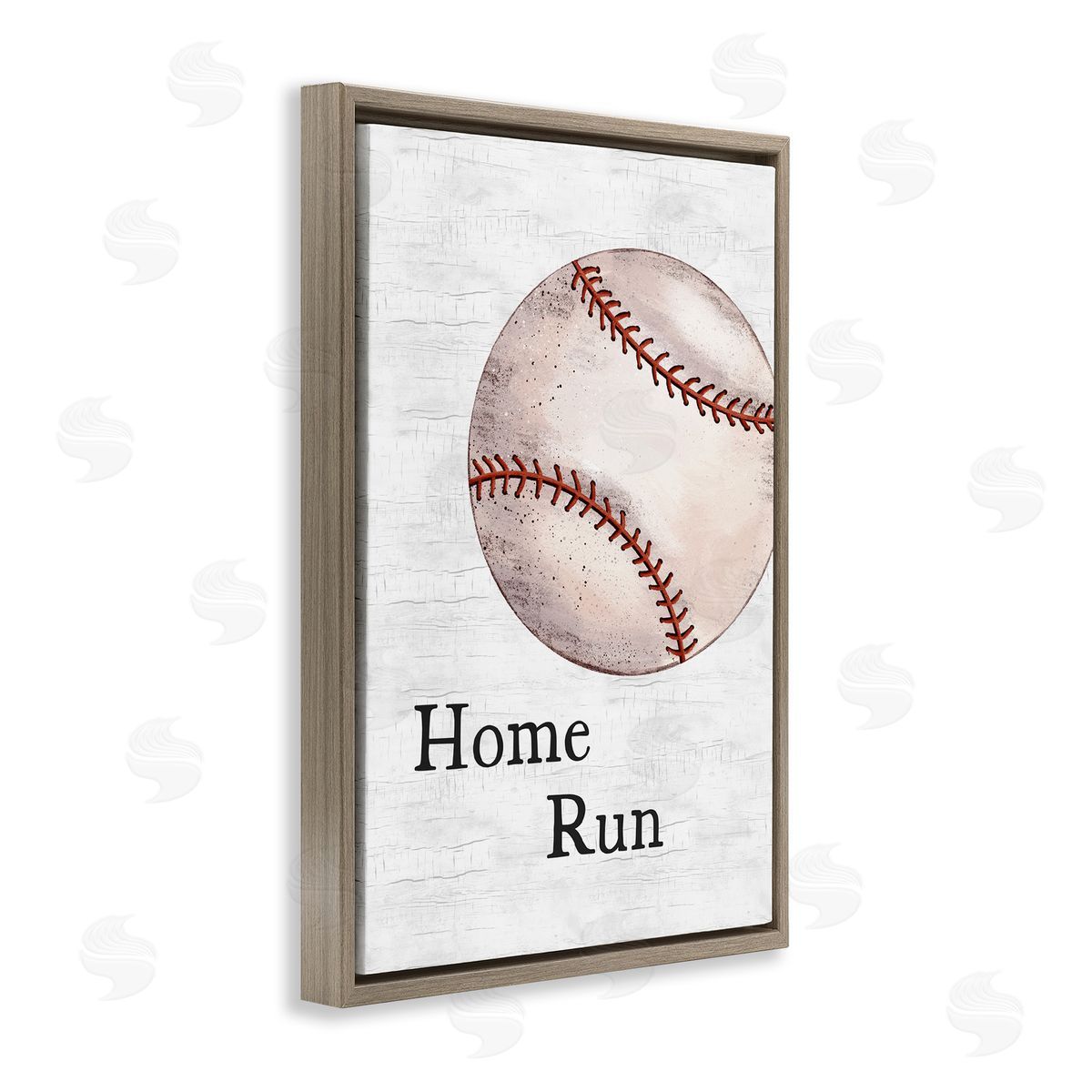 JJ Design House LLC Home Run Baseball Brown Floating Frame Canvas Wall Art Print